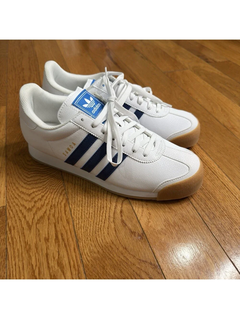 Men’s Size 9 Adidas Samoa White Blue Gum Sneakers EG6088 Originals Shoes